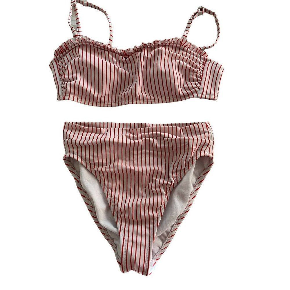 Xhilaration Strapless Red White Stripe bikini set MEDIUM TOP,  Bottom XSMALL
